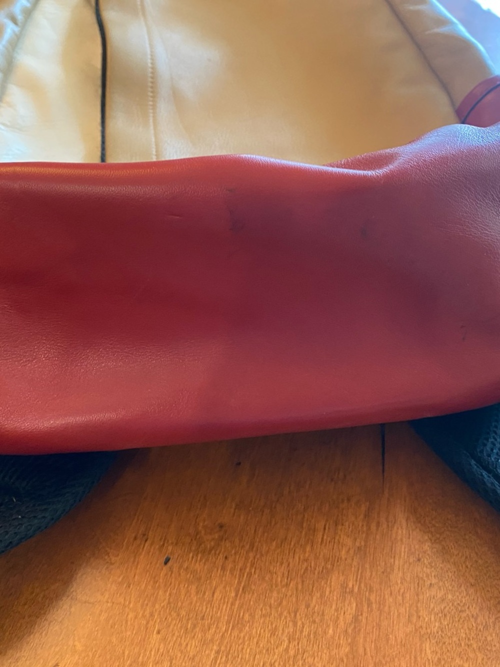 Coach Men’s Tan, Red & White Leather Backpack - Picture 3 of 11